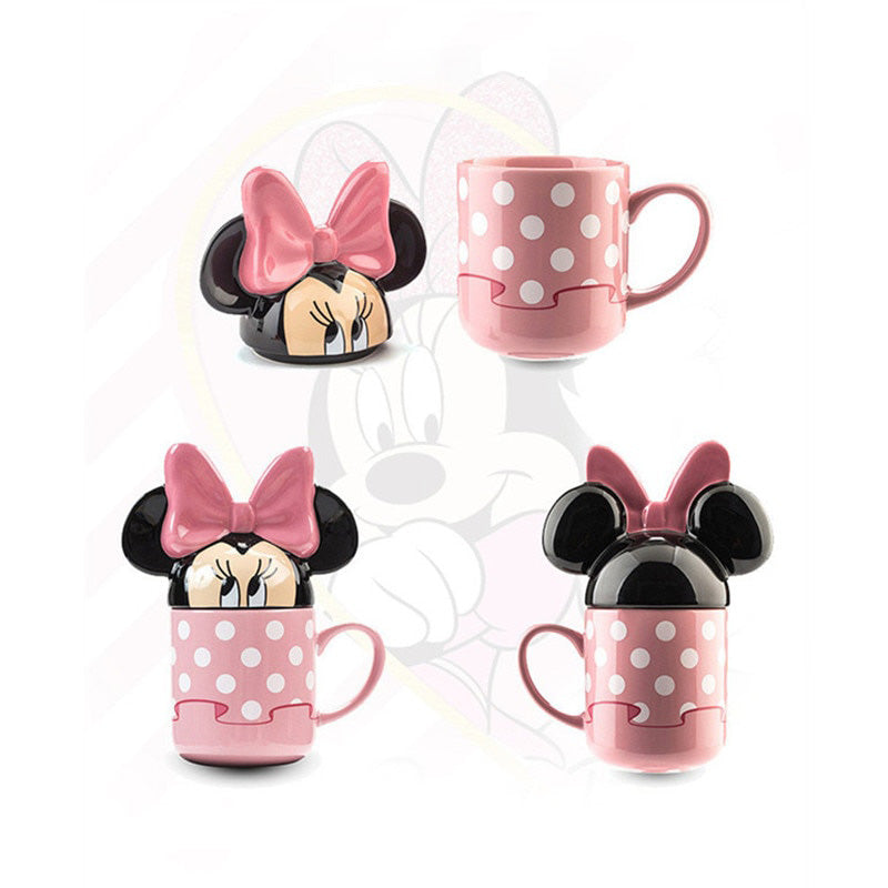 Caneca 3D Mickey, Minnie, Stitch e Pooh Cartoon Cerâmica 330ml Oficial Disney