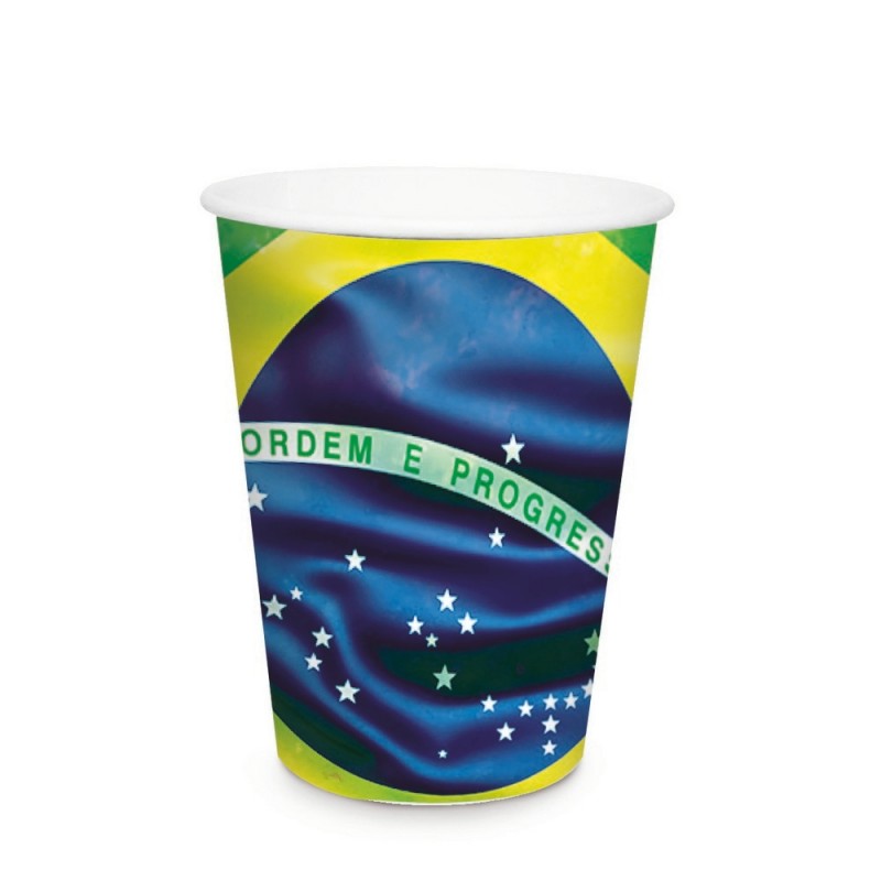 Paper Cup Brazilian Flag 240ml - 8 units