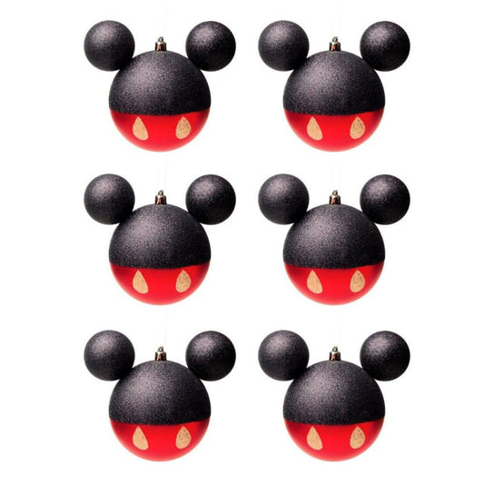 Enfeites de Natal Disney Bola Calça Mickey - Pack com 6 Bolas 6cm