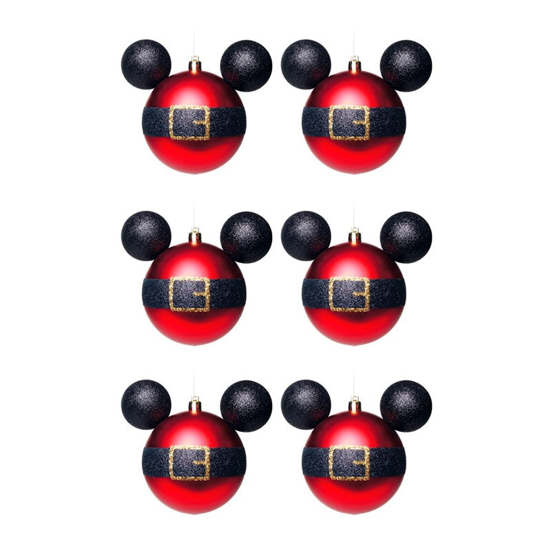 Disney Christmas Ornaments Mickey Belt Ball - Pack of 6 Balls 6cm