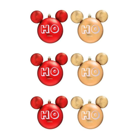 Disney Christmas Ornaments HoHo Mickey Ball - Pack of 6 Balls 6cm