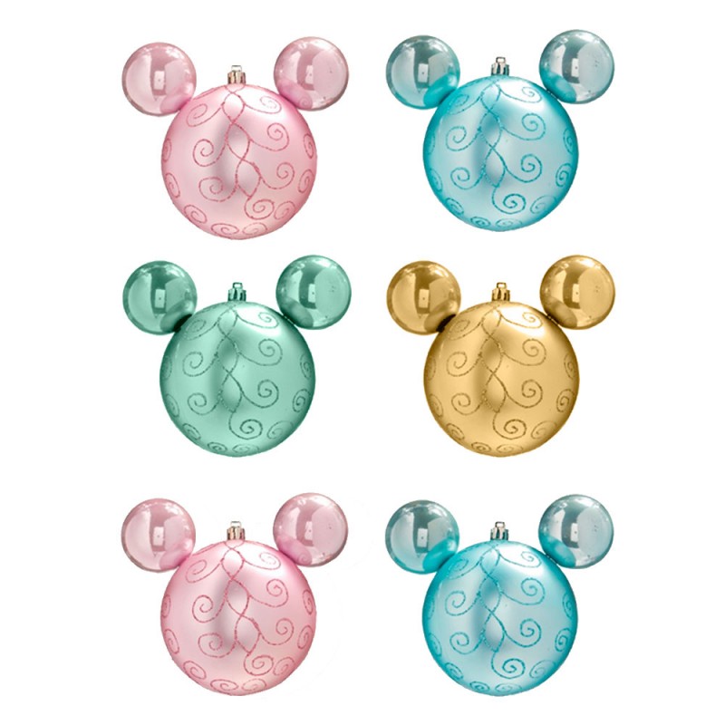 Enfeites de Natal Disney Bola Mickey Arabesco - Pack com 6 Bolas 6cm