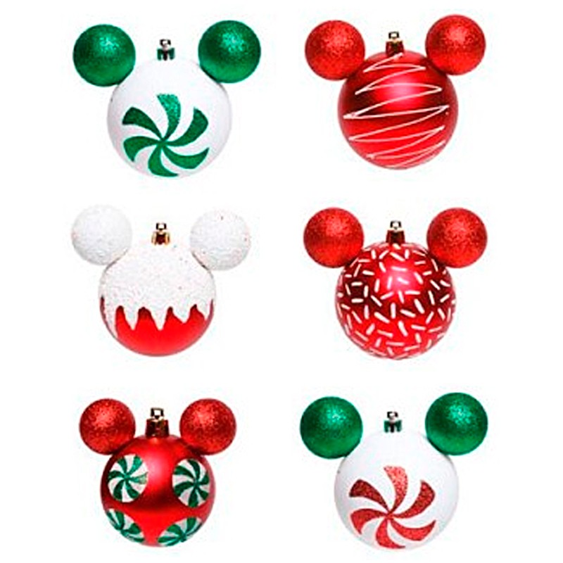 Enfeites de Natal Disney Bola Mickey Doces - Pack com 6 Bolas 6cm