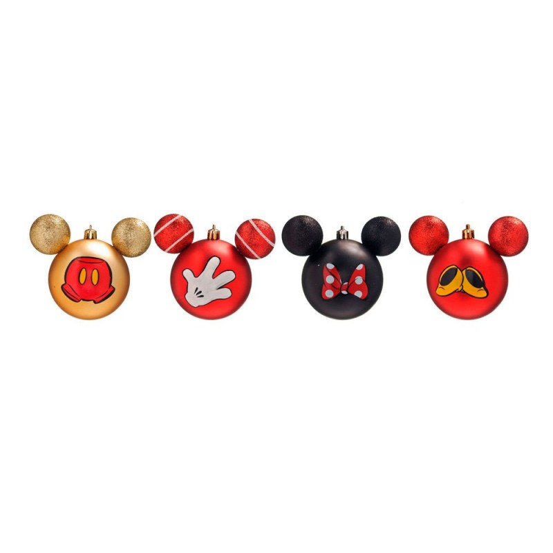 Enfeites de Natal Disney Bola Mickey e Minnie Icons - Pack com 4 Bolas 8cm