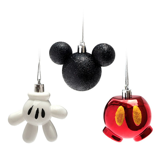 Enfeites de Natal Disney Kit Calça, Cabeça e Mão Mickey Mouse - Pack com 3 peças