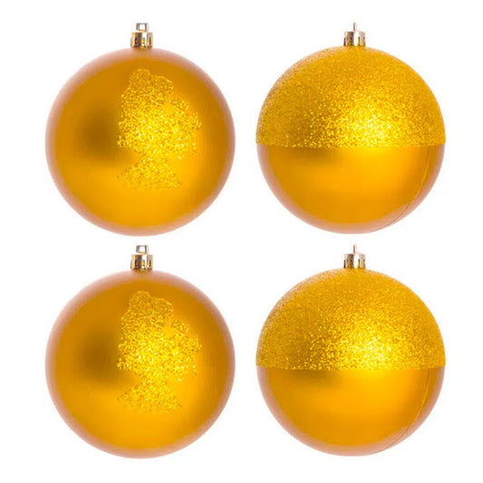 Disney Bella Christmas Ornaments Silhouette and Matte with Glitter Beauty and the Beast - Pack of 4 Balls 8cm