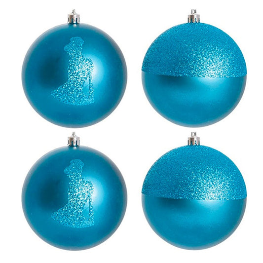 Disney Cinderella Silhouette and Matte Christmas Ornaments with Glitter - Pack of 4 Balls 8cm