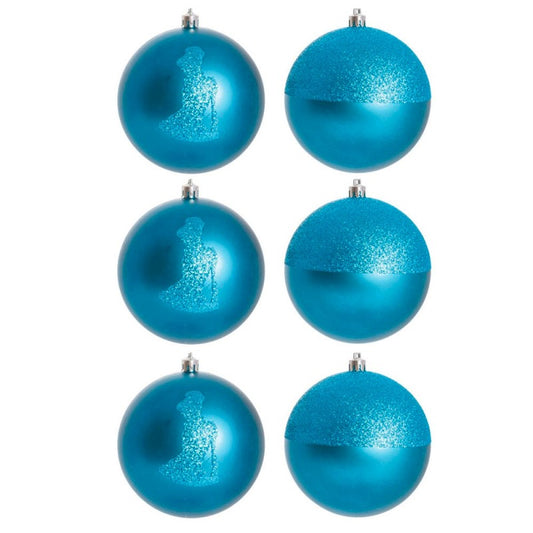 Disney Cinderella Silhouette and Matte Christmas Ornaments with Glitter - Pack of 6 Balls 6cm