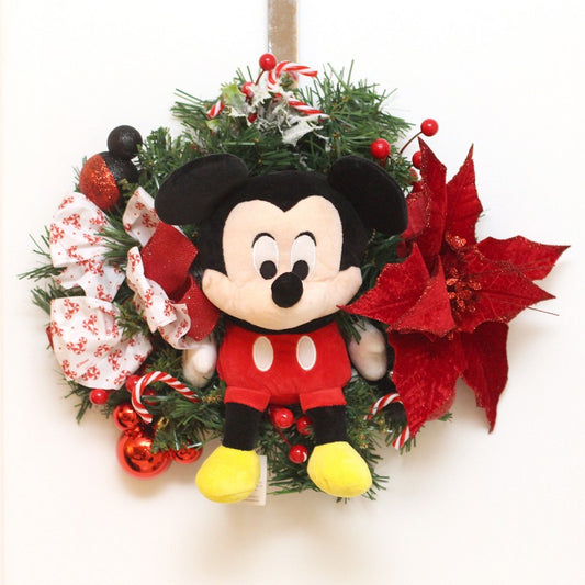 Corona de Navidad clásica de Mickey de 30 cm con peluche de 26 cm