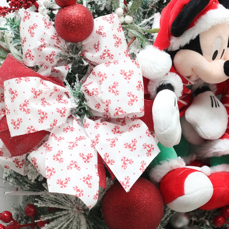 Corona de Navidad clásica de Mickey de 55 cm con peluches de Mickey y Minnie de 30 cm