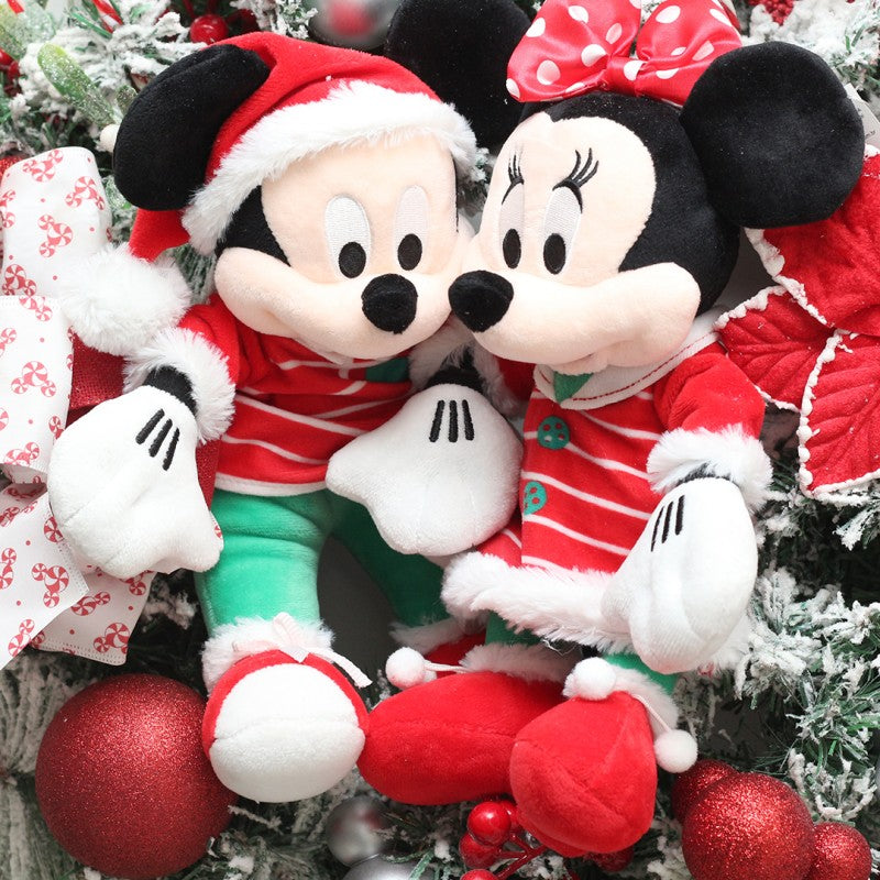 Corona de Navidad clásica de Mickey de 55 cm con peluches de Mickey y Minnie de 30 cm