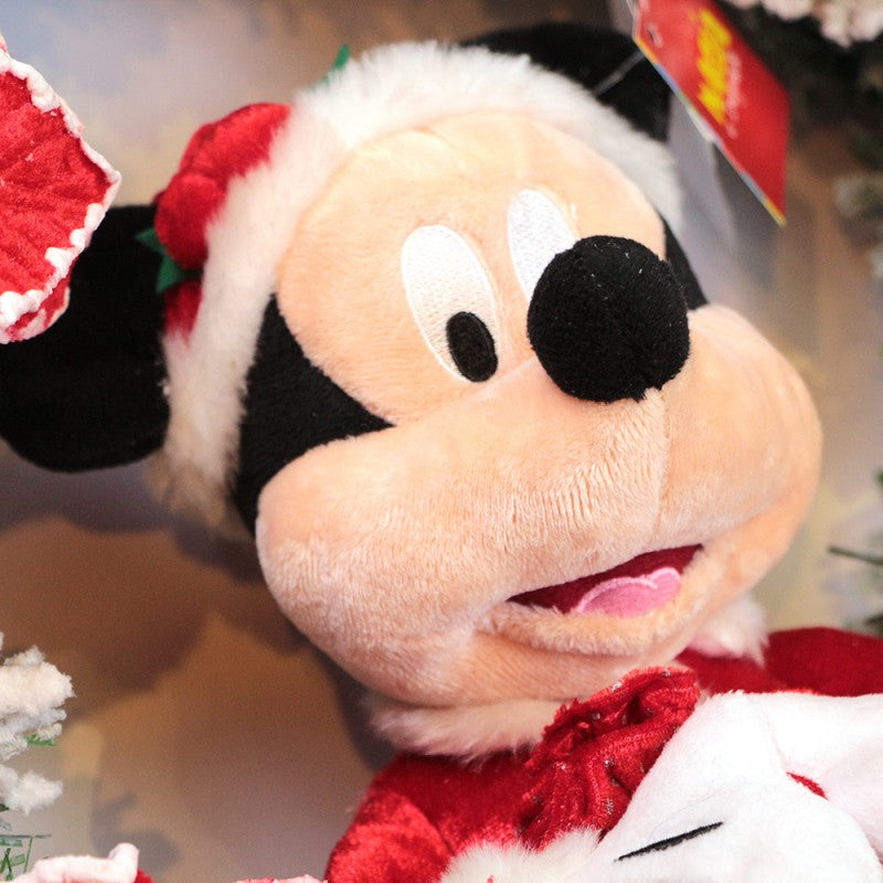 Guirlanda de Natal Mickey Mouse 55 cm Poinsetia com Pelúcia e Enfeites Disney