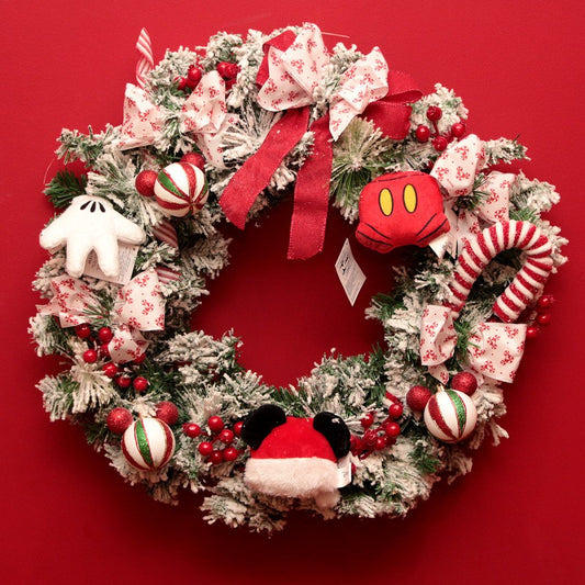 Mickey Mouse Candy Christmas Wreath 55 cm with Plush Icons