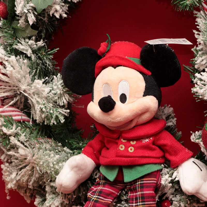 Mickey Mouse Candy Corona de Navidad 55 cm con Tartán Felpa 30 cm