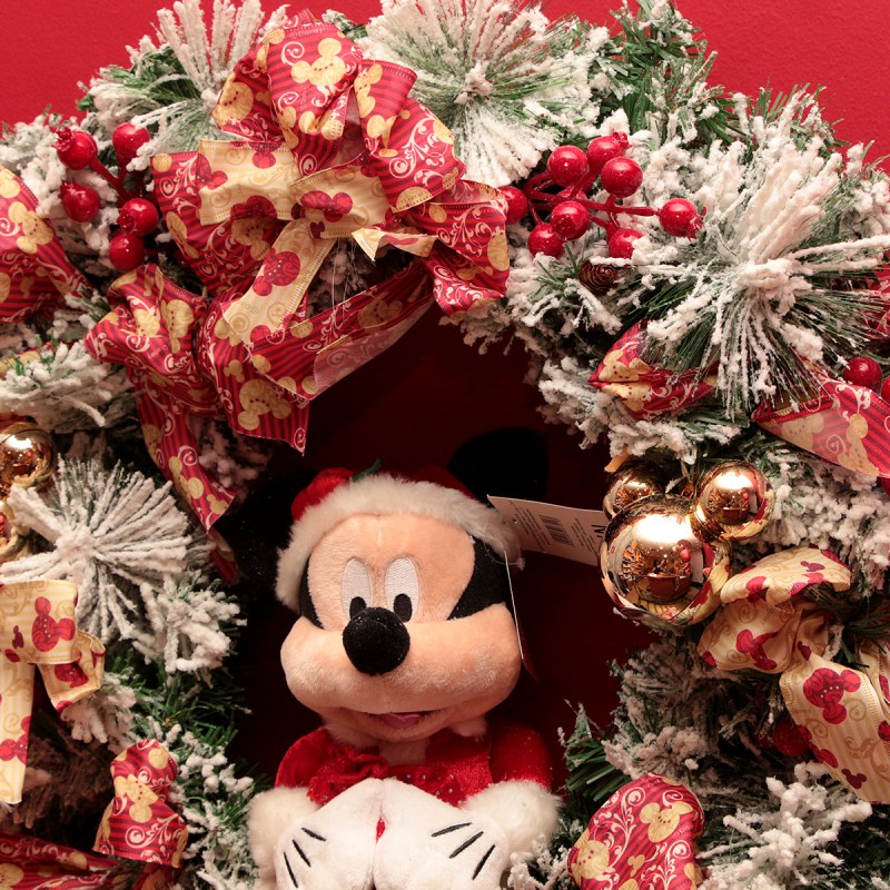Guirlanda de Natal Mickey Mouse Vitoriano 55 cm com Pelúcia Mickey Noel 30 cm