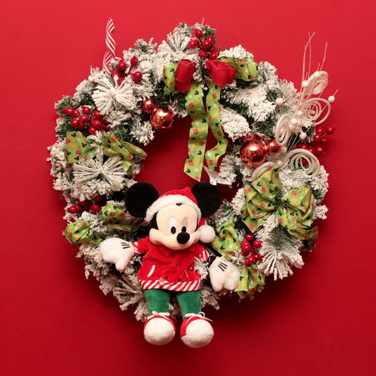 Corona de Navidad Mickey Mouse Fun 55 cm con Peluche Mickey 35 cm