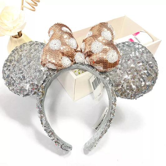 Tiara Minnie Luxo Prata e Rose Disney