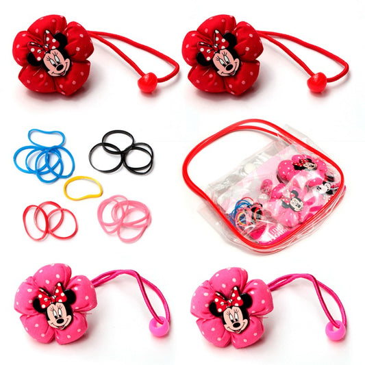 Children's Elastic Hair Kit and Erasers Minnie Flower Disney