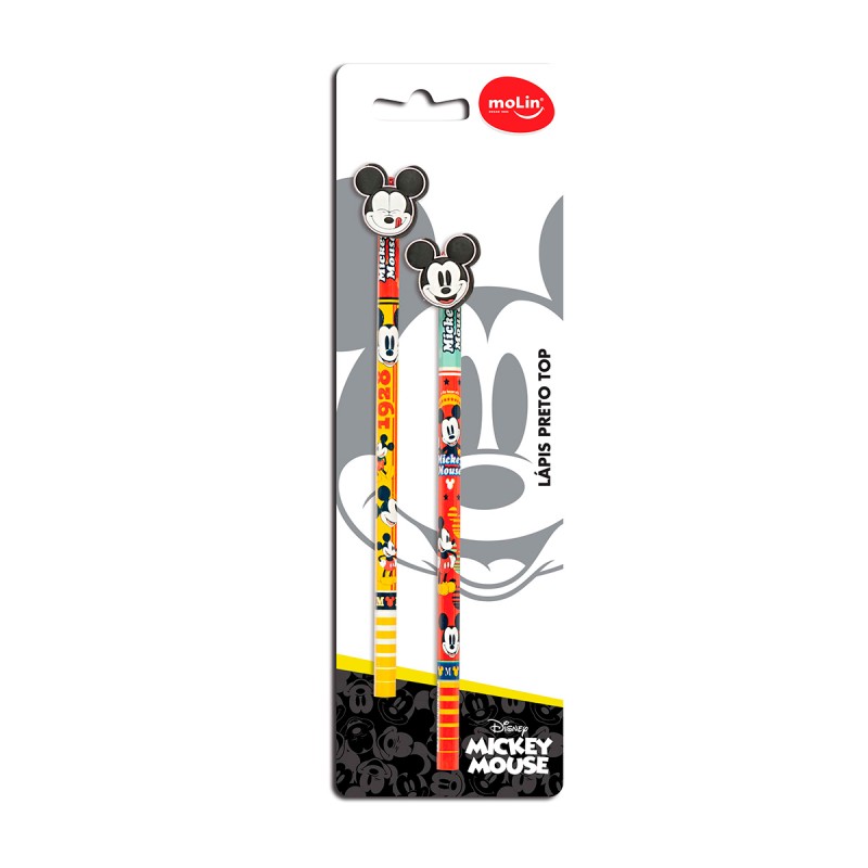 Lápis Mickey Mouse Preto HB Top Kit 2 unidades