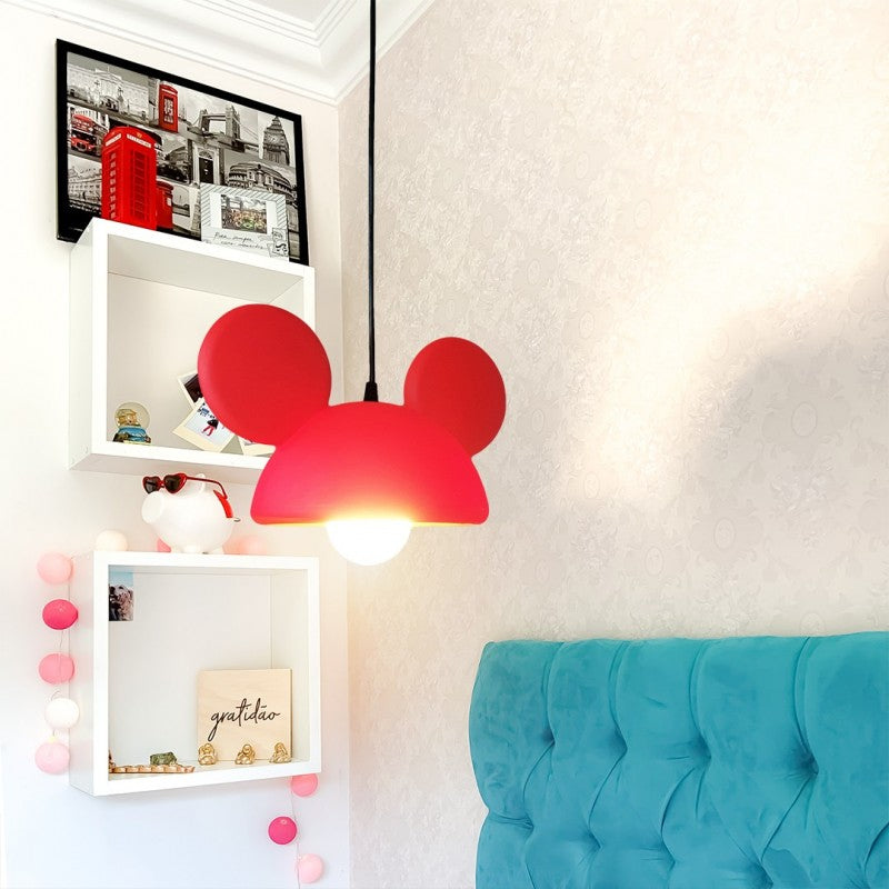 Luminária Pendente Teto Mickey Mouse Aberto Vermelho