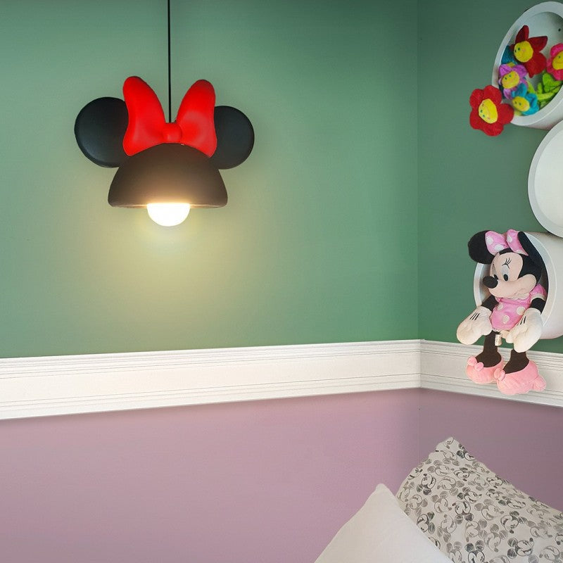 Luminária Pendente Teto Minnie Mouse Aberto Preto/Vermelho