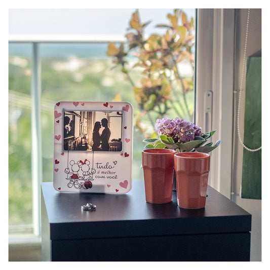 Picture Frame Lamp Mickey and Minnie Valentine