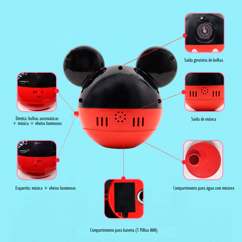 Máquina de Bolhas de Sabão Mickey e Minnie Ball Shape Light Music Disney