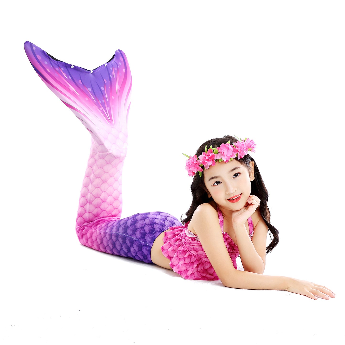 Bikini Children's Swimwear Purple Mermaid with Cosplay Tail