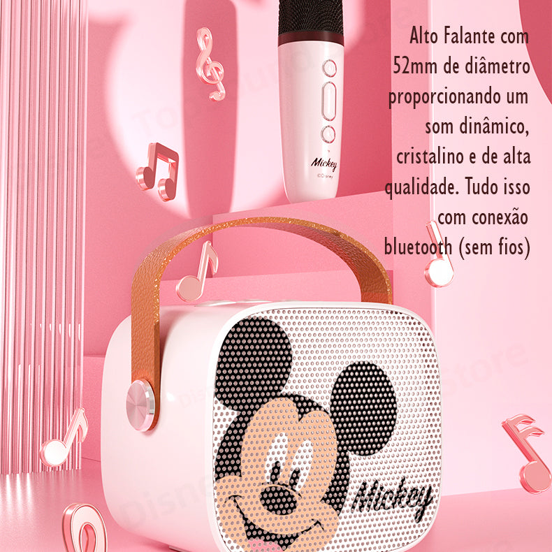 Microfone Karaokê e Mini Speaker Mickey Minnie Disney