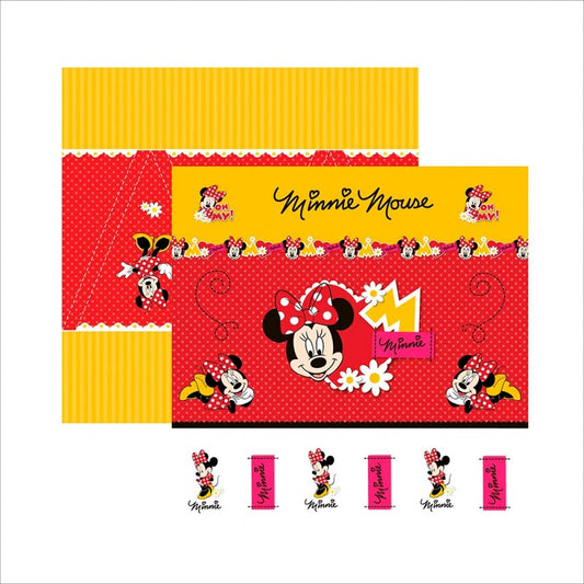 Papel Scrapbook Dupla Face Minnie Mouse 1 Cenário e Bandeirolas