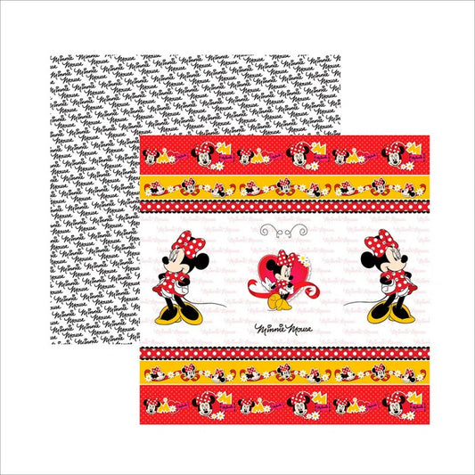 Papel Scrapbook Dupla Face Minnie Mouse 1 Fitas e Rótulos