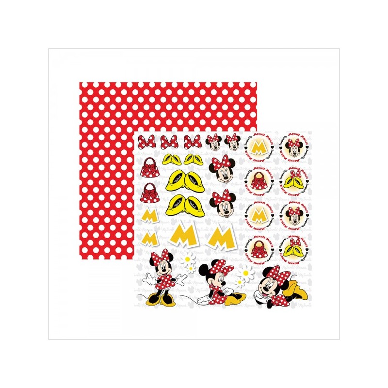 Papel de Scrapbook de Doble Cara de Minnie Mouse 2 Recortes