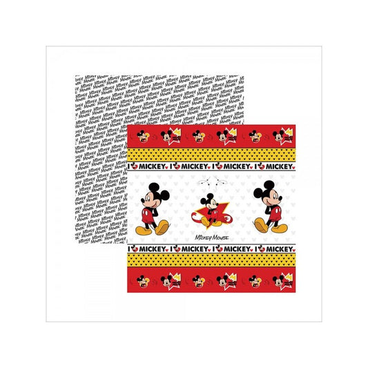 Papel Scrapbook Dupla Face Mickey Mouse 1 Fita e Rótulos