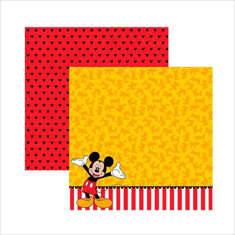 Scrapbook Paper Double Sided Mickey Mouse 2 Barred
