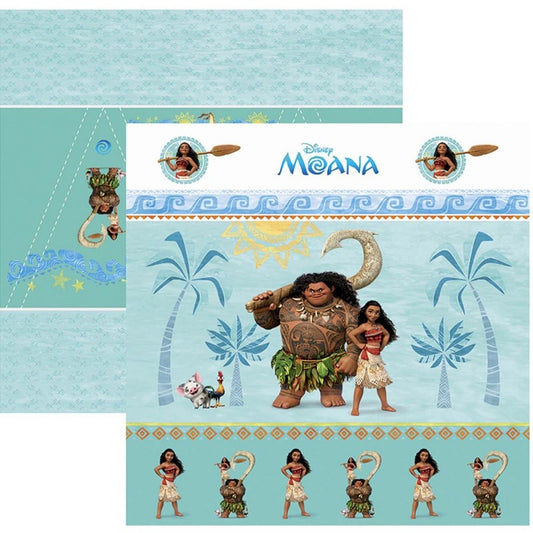 Papel Scrapbook Dupla Face Moana 1 Cenário e Bandeirolas