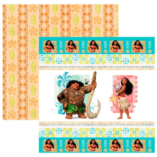 Moana Double Sided Scrapbook Paper 1 Ribbons and Labels