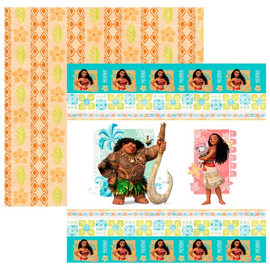 Papel Scrapbook Dupla Face Moana 1 Fitas e Rótulos