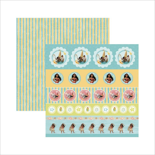 Papel Scrapbook Moana Doble Cara 1 Sellos y Etiquetas