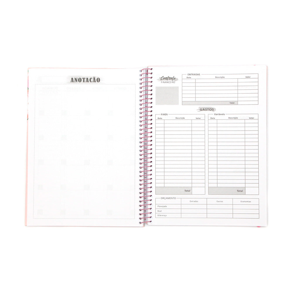 Caderno Planner Permanente Semanal 24x18 cm - Agenda Caderno Organização Escolar