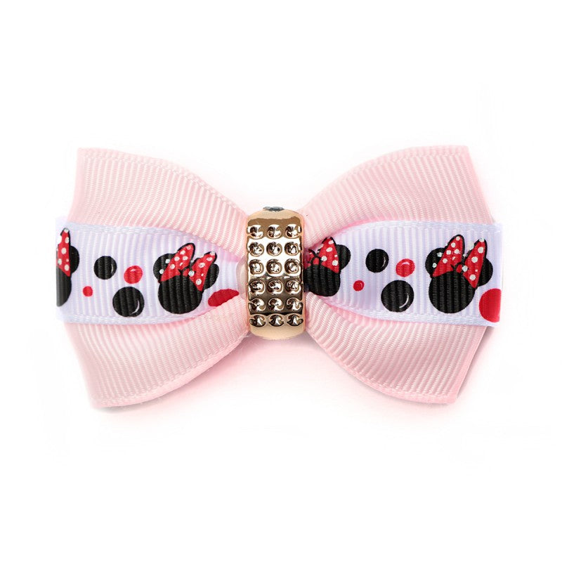 Presilha de Cabelo Infantil Bico de Pato Minnie Laço com Strass