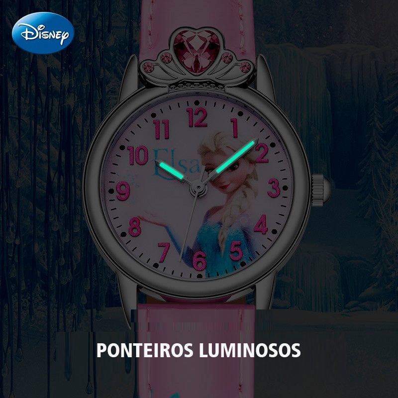 Relógio de Pulso Elsa Frozen Cartoon Luminous Disney