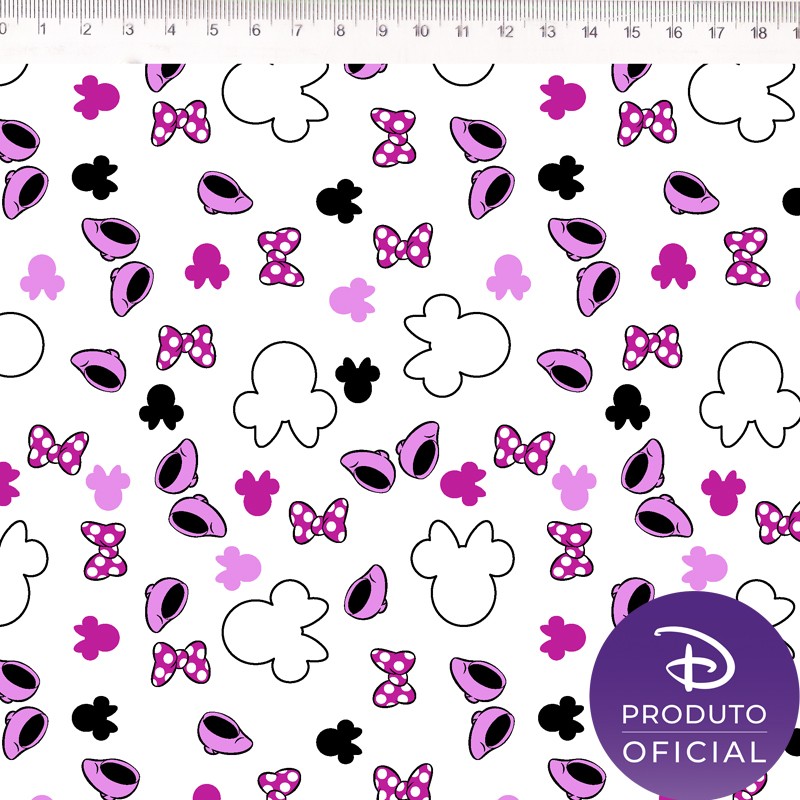 Tela rosa Tricolina con iconos de Minnie