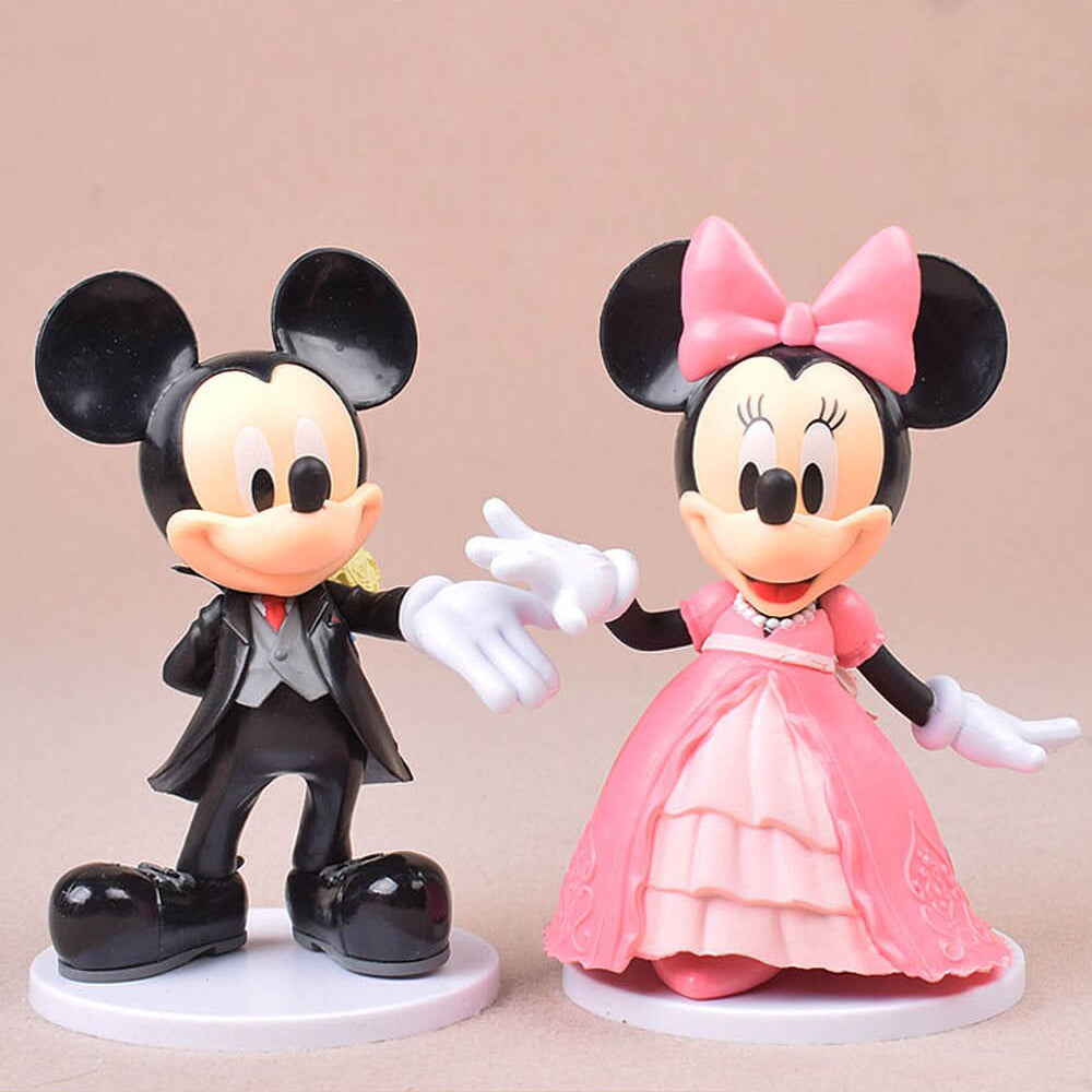 Topo de Bolo Mickey e Minnie Noivos Preto e Rosa Casamento Disney