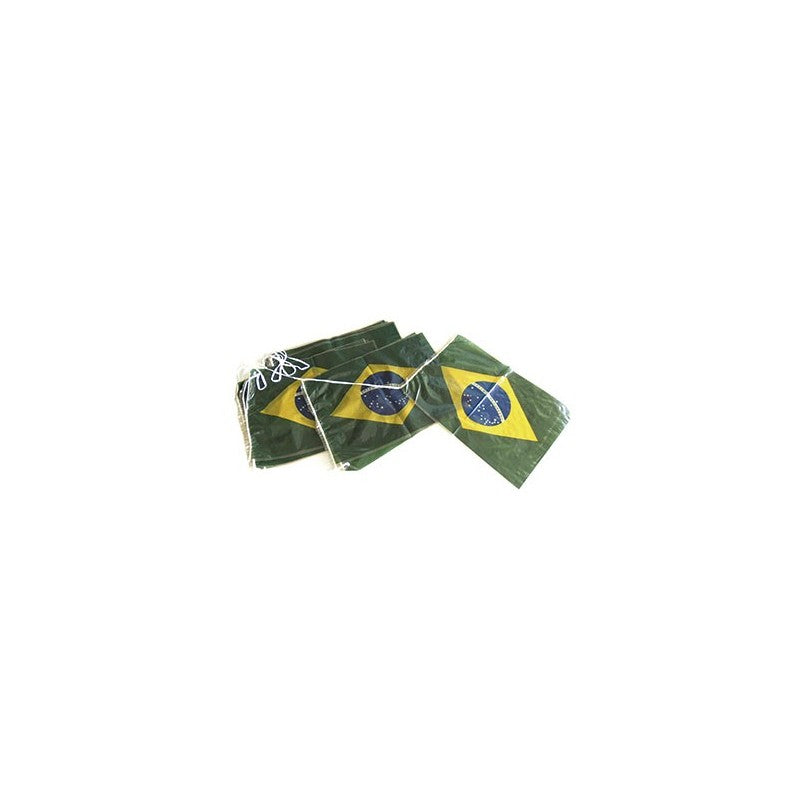 Varal de Bandeiras Plásticas Brasil c/ 10m de Cordão